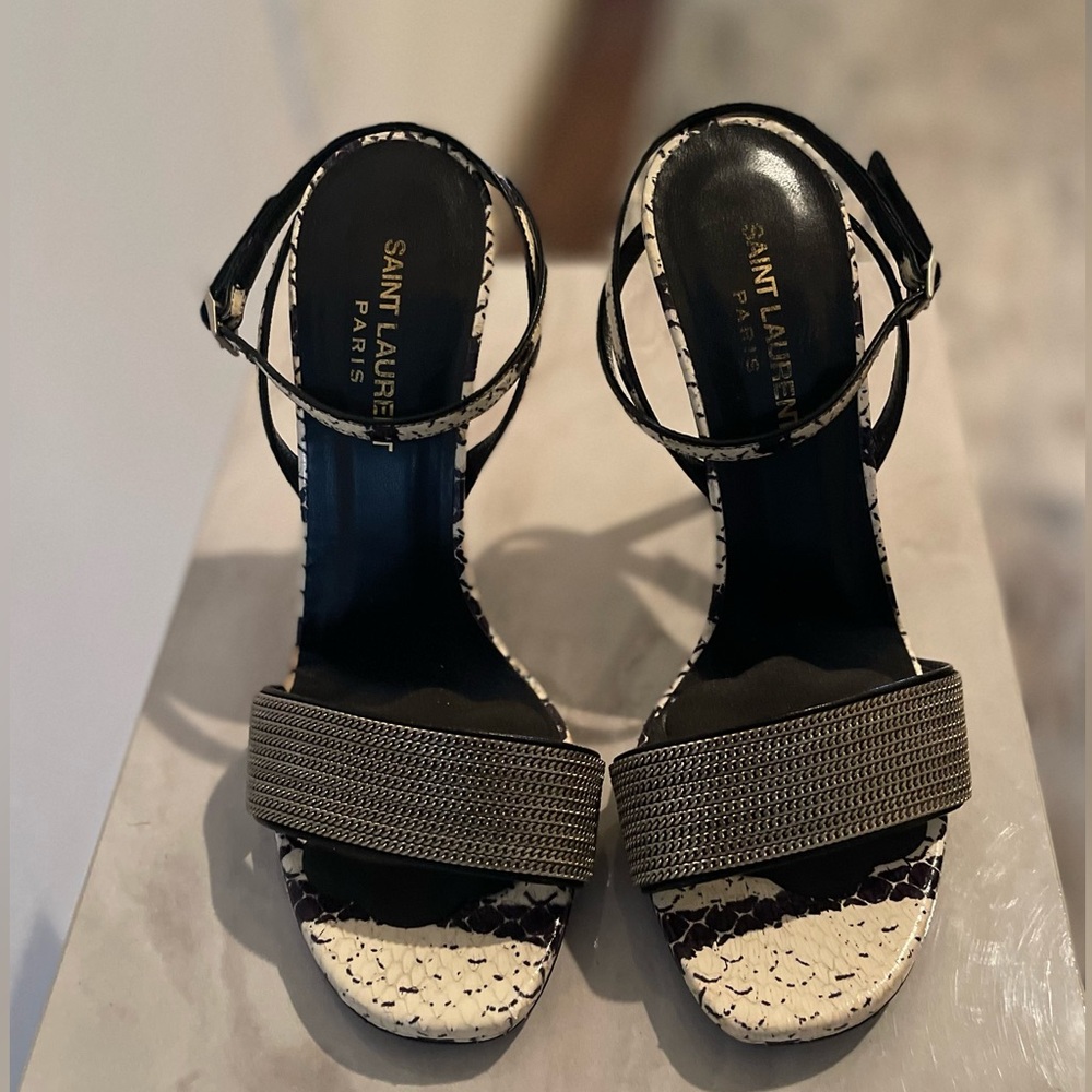 Saint Laurent Jane 110 Black&White Sandals sz 8 - Picture 3 of 6